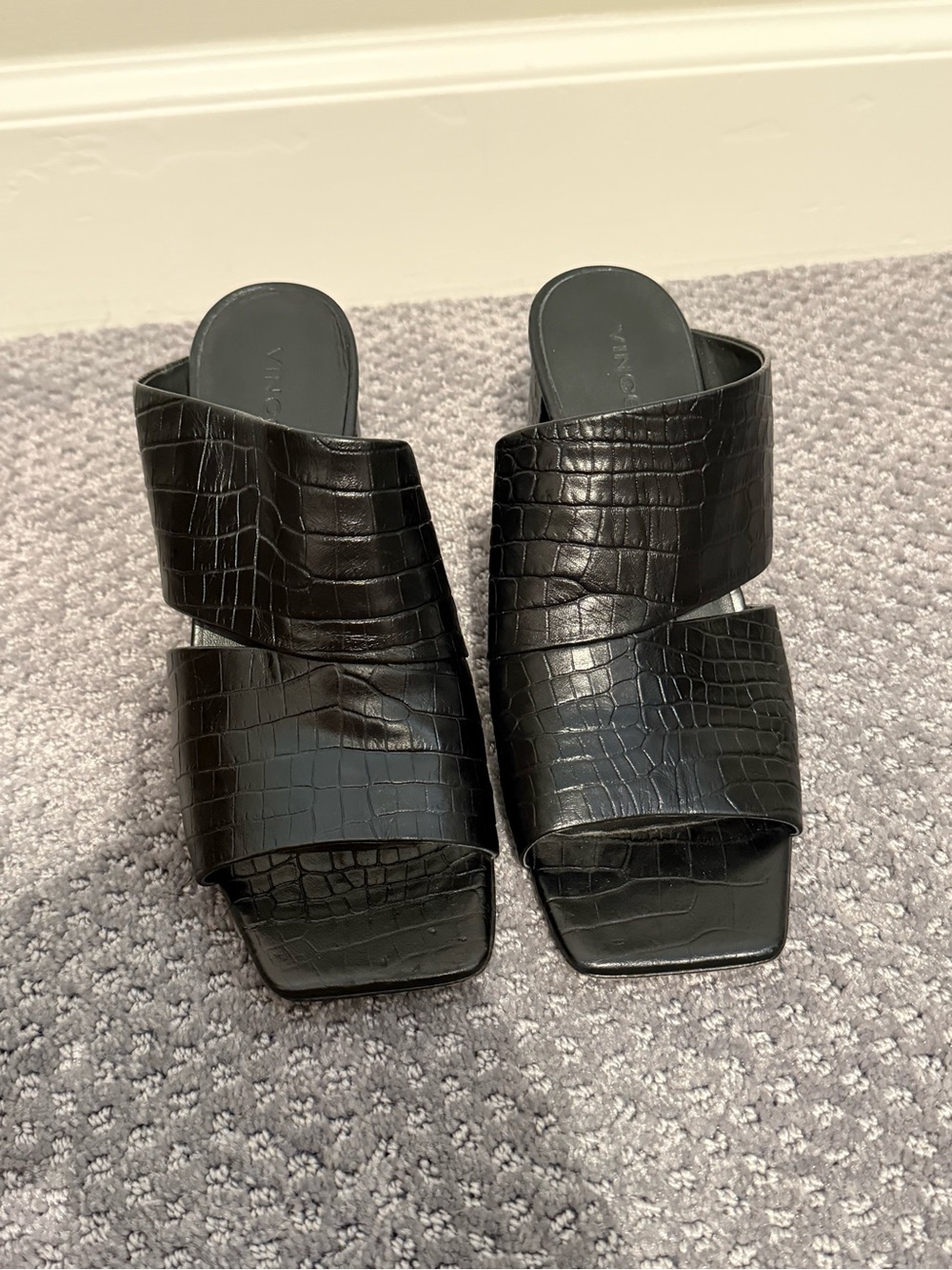 Vince Women’s Croc-Embossed Slide Sandals